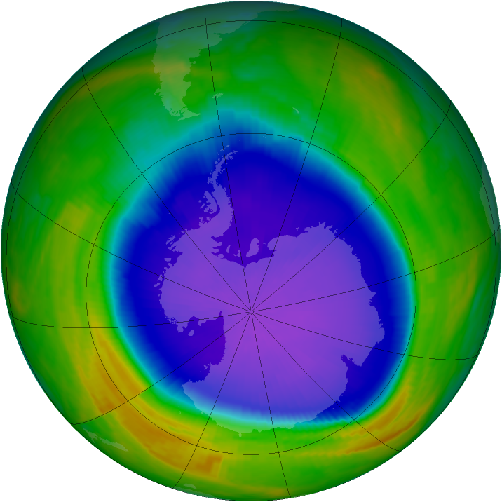 Antarctic ozone map for 12 October 1999